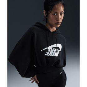 Nike FV7777-010 Sportswear Oversized Cropped French Terry Pullover Hoodie Siyah Kadın Sweatshirt