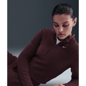 Nike FV8028-652 Bordo Sportswear Phoenix Plush Slim Long-Sleeve Cozy Fleece 1/2-Zip Top Kadın Sweatshirt