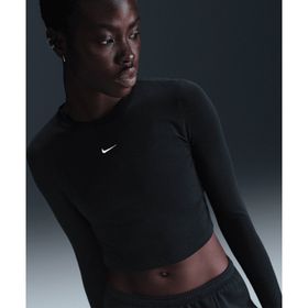 Nike HF5322-011 Sportswear Chill Knit Slim Long-Sleeve Cropped Top Siyah Kadın T-Shirt