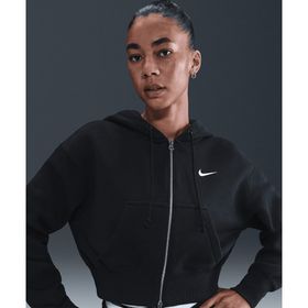 Nike HV2426-010 Siyah Sportswear Phoenix Fleece Crop Full-Zip Kadın Günlük Stil Sweatshirt