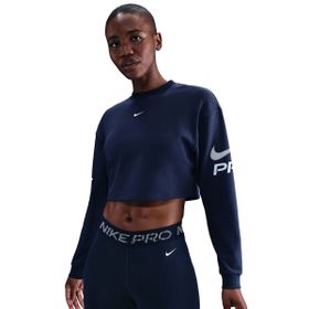 Nike HV3591-410 Mavi Pro Dri-Fit Fleece Crew Tt Grx Kadın Antrenman Sweatshirt