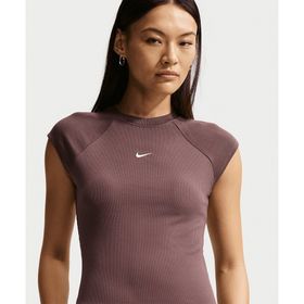 Nike IF0242-502 Kahverengi Sportswear Chill Knit Tight Short-Sleeve Ribbed Top Kadın T-Shirt