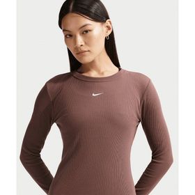 Nike IH7691-502 Kahverengi Sportswear Tight Long-Sleeve Ribbed Kadın Sweatshirt