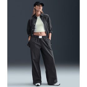 Nike IH8486-010 Siyah Sportswear Chill Poplin Mid-Rise Loose Striped Pants Kadın Eşofman Altı