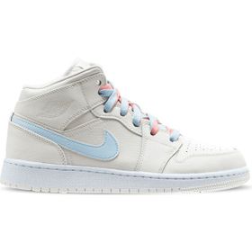 Nike Jordan 1 MidMulti Color Swoosh Phantom Beyaz-Mavi Kadın Sneaker Ayakkabı