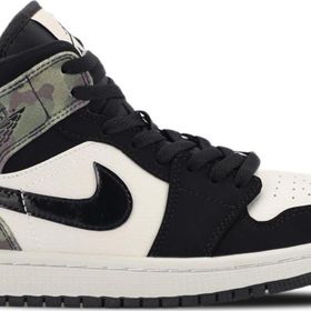 Nike Wmns Air Jordan 1 Mid Camo Siyah-Kamuflaj Kadın Sneaker Ayakkabı