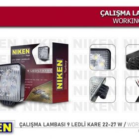 Niken 0520010101 9 Ledli Kare 22-27 W Çalışma Lambası