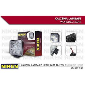 Niken 0520010101 9 Ledli Kare 22-27 W Çalışma Lambası
