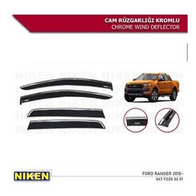 Niken 2015-2020 Ford Ranger Kromlu 4'lü Cam Rüzgarlığı Set