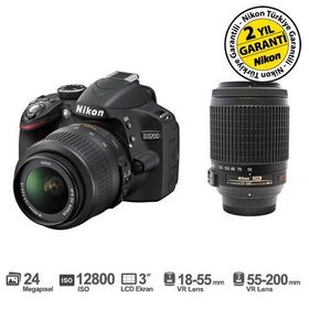 Nikon D3200 18-55 mm + 55-200 mm Lens DSLR Fotoğraf Makinesi