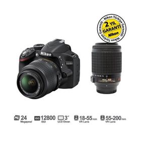 Nikon D3200 18-55 mm + 55-200 mm Lens DSLR Fotoğraf Makinesi