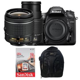 Nikon D7200 18-55mm + 55-200mm Dx Vr Lens DSLR Fotoğraf Makinesi
