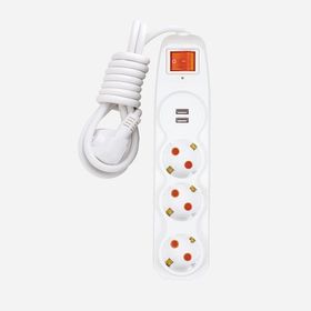Nilson  2'li Usb Çocuk Korumalı 3'lü Anahtarlı Akım Korumalı Topraklı Grup Priz