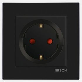 Nilson Moda Siyah Çocuk Korumalı Topraklı Priz