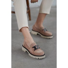 Nilufarr Dorina Pudra Süet Kadın Loafer Ayakkabı