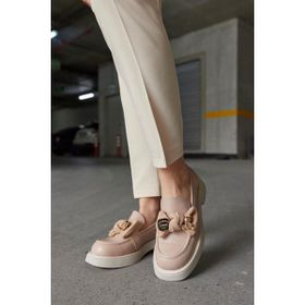 Nilufarr Little Teddy Bej Kadın Loafer Ayakkabı