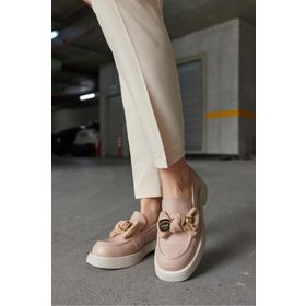 Nilufarr Little Teddy Bej Kadın Loafer Ayakkabı