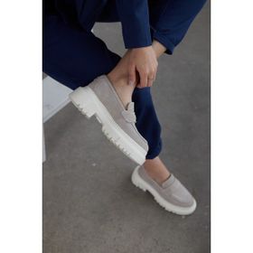 Nilufarr Matilda Gri Süet Deri Kadın Loafer Ayakkabı