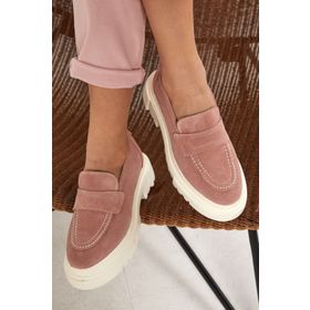 Nilufarr Matilda Pudra Süet Deri Kadın Loafer Ayakkabı
