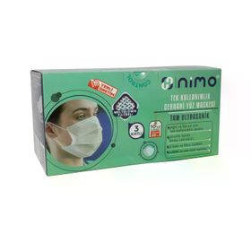 Nimo Kids 3 Katlı Meltblown Filtreli Tek Kullanımlık 50'li Beyaz Cerrahi Maske