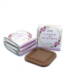 Nin Chocolate Dökme Pembe Çiçek Baskılı Söz Ve Nişan Çikolatası