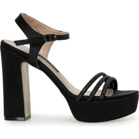 Nine West Mutle 3FX Siyah Kadın Topuklu Sandalet