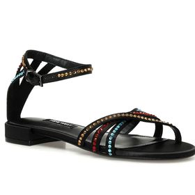 Nine West Nedan 3FX Siyah Kadın Düz Sandalet
