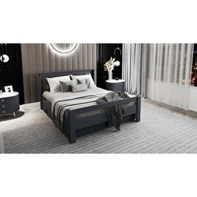 Ninnimo Arya Çift Kişilik 160x200 CM Yatak Uyumlu Çekmeceli Antrasit Karyola