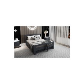 Ninnimo Arya Çift Kişilik 160x200 CM Yatak Uyumlu Çekmeceli Antrasit Karyola