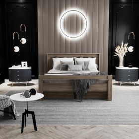 Ninnimo Arya Çift Kişilik 160x200 CM Yatak Uyumlu Çekmeceli Ceviz Karyola