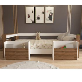Ninnimo M1-12 Montessori 90x190 cm Beyaz Ceviz Karyola