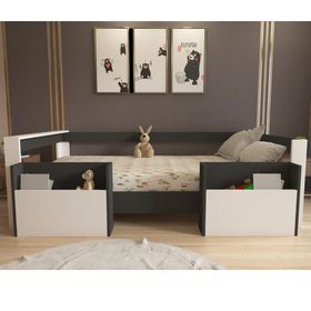Ninnimo M1-41 Montessori 90x190 cm Antrasit Beyaz Karyola