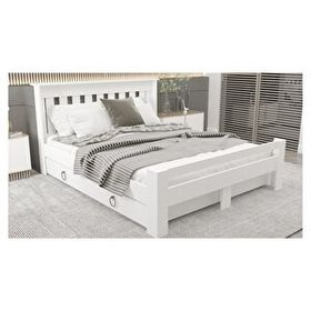 Ninnimo MAÇY-1 Arya Çift Kişilik 160x200 cm Yatak Uyumlu MDF Beyaz Çekmeceli Karyola