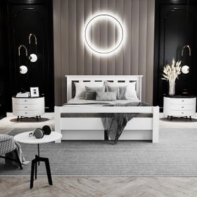 Ninnimo MAÇY-1 Arya Çift Kişilik 160x200 cm Yatak Uyumlu MDF Beyaz Çekmeceli Karyola