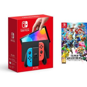 Nintendo Switch Oled Kırmızı Mavi Oyun Konsolu + Super Smash Bros Ultimate Oyun