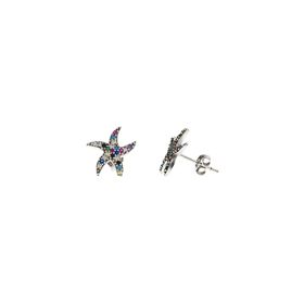 Nipora Multicolor Zirkon Taşlı Deniz Yıldızı Tasarım 925 Ayar Gümüş Kadın Küpe