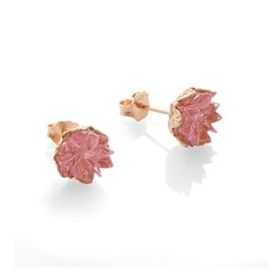 Nipora Pembe Zirkon Taşlı Lotus Çiçeği Tasarım 925 Ayar Gümüş Küpe