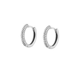 Nipora Starlight Diamond Üç Sıra Zirkon Taşlı Halka Tasarım 925 Ayar Gümüş Küpe