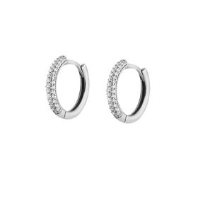 Nipora Starlight Diamond Üç Sıra Zirkon Taşlı Halka Tasarım 925 Ayar Gümüş Küpe