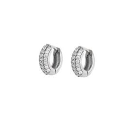 Nipora Starlight Diamond Zirkon Taşlı Halka Tasarım 925 Ayar Gümüş Küpe