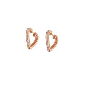 Nipora Starlight Diamond Zirkon Taşlı Kalp Tasarım Rose Renk 925 Ayar Gümüş Küpe