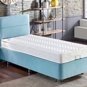 Niron Cozy 120x200 cm Mavi Tek Kişilik Baza Başlık Yatak Seti