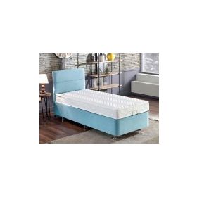 Niron Cozy 120x200 cm Mavi Tek Kişilik Baza Başlık Yatak Seti