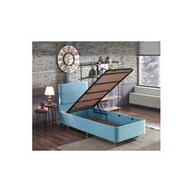 Niron Cozy 120x200 cm Mavi Tek Kişilik Baza Başlık Yatak Seti