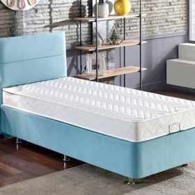 Niron Cozy 120x200 cm Mavi Tek Kişilik Baza Başlık Yatak Seti
