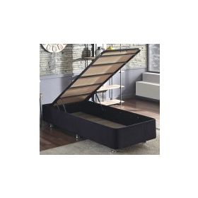 Niron Ela 100x200 cm Silinebilir Soho Kumaş Tek Kişilik Sandıklı Siyah Kumaş Baza