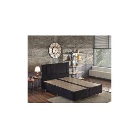 Niron Ela 140x190 cm Silinebilir Soho Kumaş Çift Kişilik Siyah Kumaş Baza Ve Başlığı