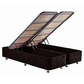 Niron Ela 150x200 cm Silinebilir Soho Kumaş Çift Kişilik Sandıklı Siyah Kumaş Baza