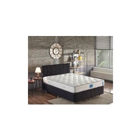 Niron Juliette 180x200 cm Çift Kişilik Lüks Siyah Kumaş Baza, Başlık Ve Yatak Takımı