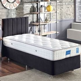 Niron Juliette 80x180 cm Tek Kişilik Yatak Siyah Kumaş Lüks Baza Başlık Takımı